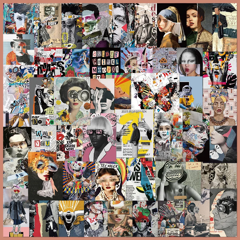 

50pcs European and American Modern Art Mosaic Series Graffiti Sticker Suitable for Desktop Wall Room Decoration DIY Sticker Pack