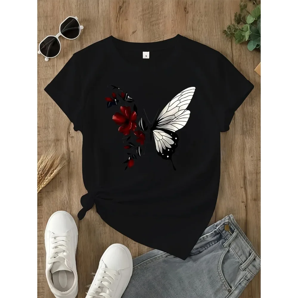 

Женские футболки больших размеров, повседневная футболка с круглым вырезом, калифорнийский принт, геометрический узор, всесезонный удобный топ Y2K