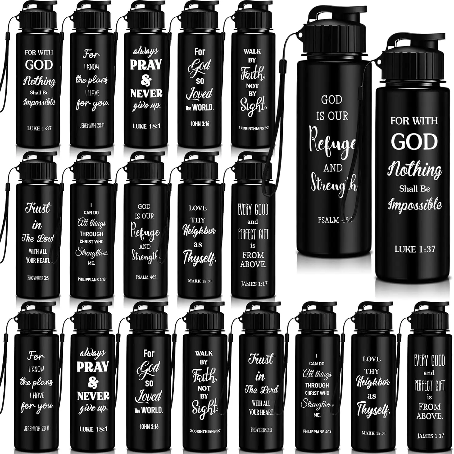 

20 шт. христианские бутылки для воды 17 унций вдохновляющие стихи из Библии многоразовые герметичные чашки для женщин и мужчин рождественские подарки