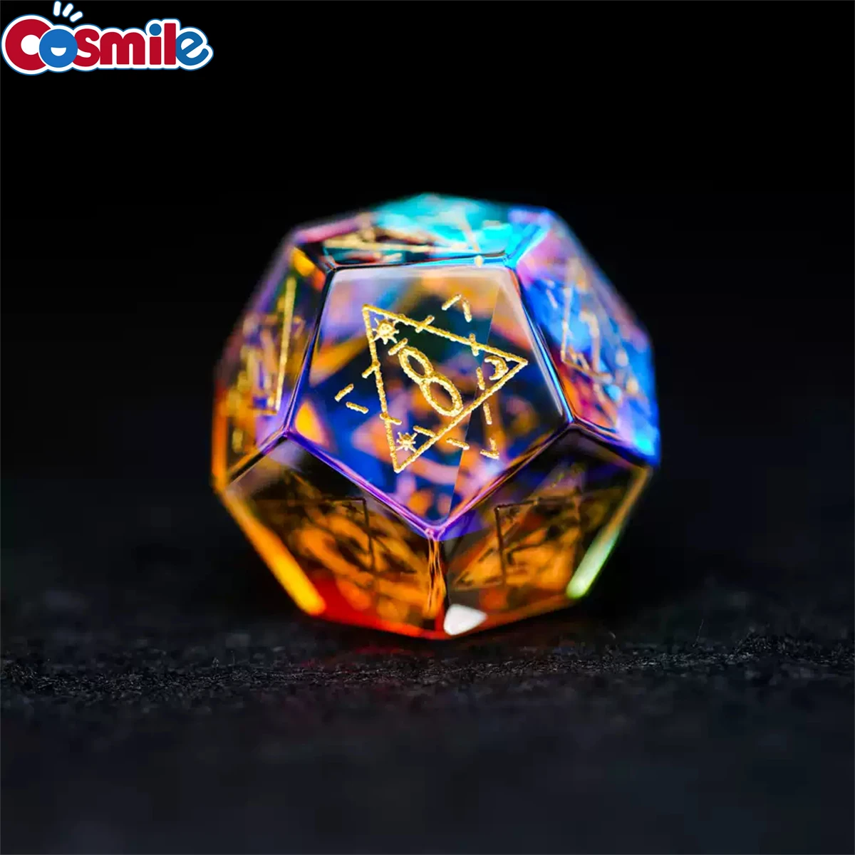 Creative Angled Glass Dice DND Handmade D4-D20 Polyhedral Gemstone Dice Set with Leather Box for D&D Role Playing Board Games