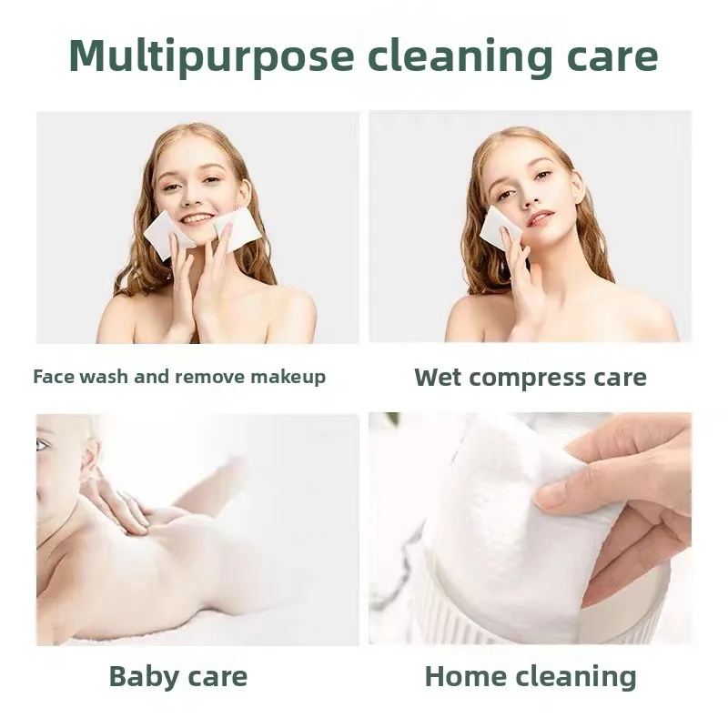 70 pezzi asciugamani monouso ispessiti per il viso 100% cotone tessuto morbido pulizia da viaggio struccante asciutto e bagnato cotone perlato riutilizzabile
