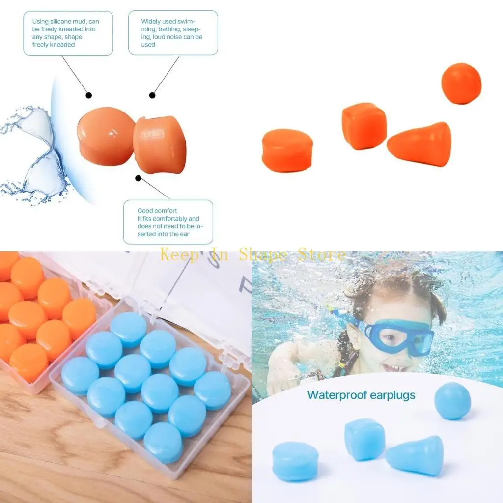 

U1JC Reusable Swimming Ear Plugs Watertight Silicone Ear Plugs for Swimming Ear Plugs
