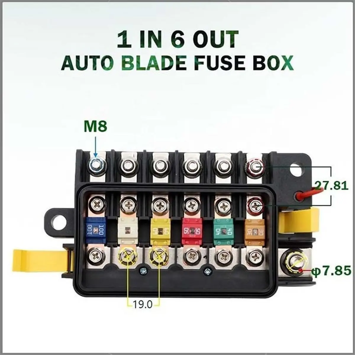ATO ATC Automotive Blade Fuse Box Boat Marine 1 in 6 Out Auto Blade Fuse Box