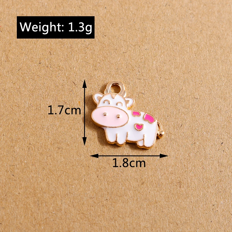 10pcs 18x17mm Cartoon Enamel Animal Cows Charms Pendants for Jewelry Making Girls Cute Drop Earrings Necklaces Crafts Supplies