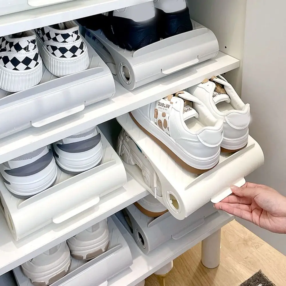 

Practical Adjustable Shoe Storage Rack Anti-slip Plastic Shoe Holder Space Saving Shoes Tray Shoe Cabinet