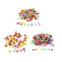 100Pcs Split Pins Multicolor Metal Brad Fasteners Round Brads Heart Brads Flower Brads for Paper Craft Scrapbooking