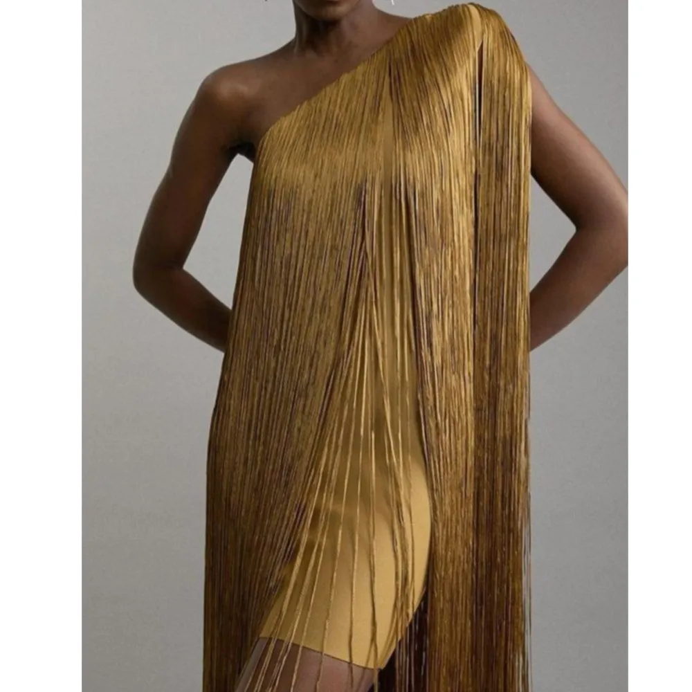 

Платье с кисточками и косым воротником, платье без рукавов с открытыми плечами, новое летнее женское короткое однотонное платье, элегантные вечерние платья