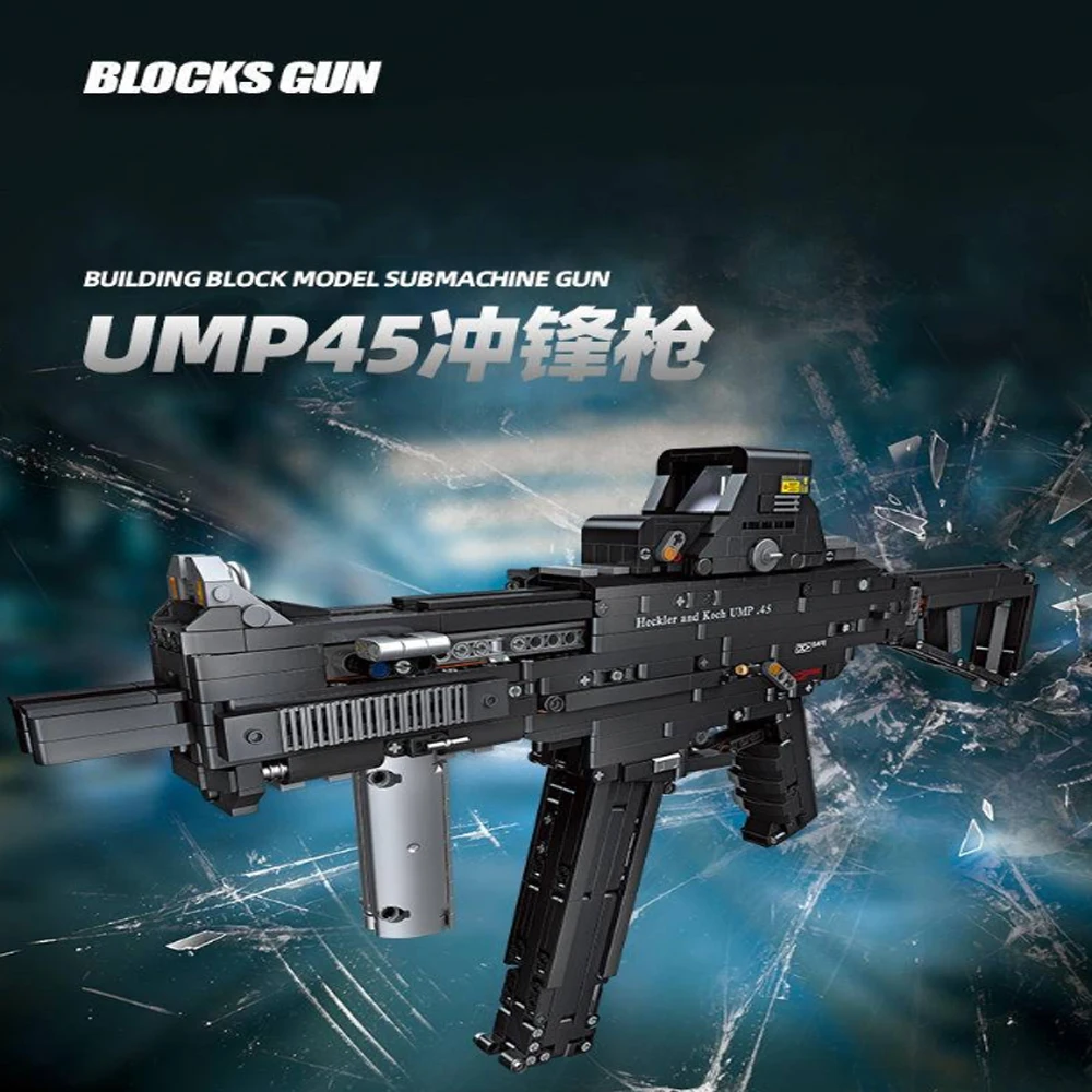 In stock WWII Ump45 Submachine Gun Firearms Theme Building Block Military Puzzle Game Pistol Model Moc Bricks Assembly 1609Pcs