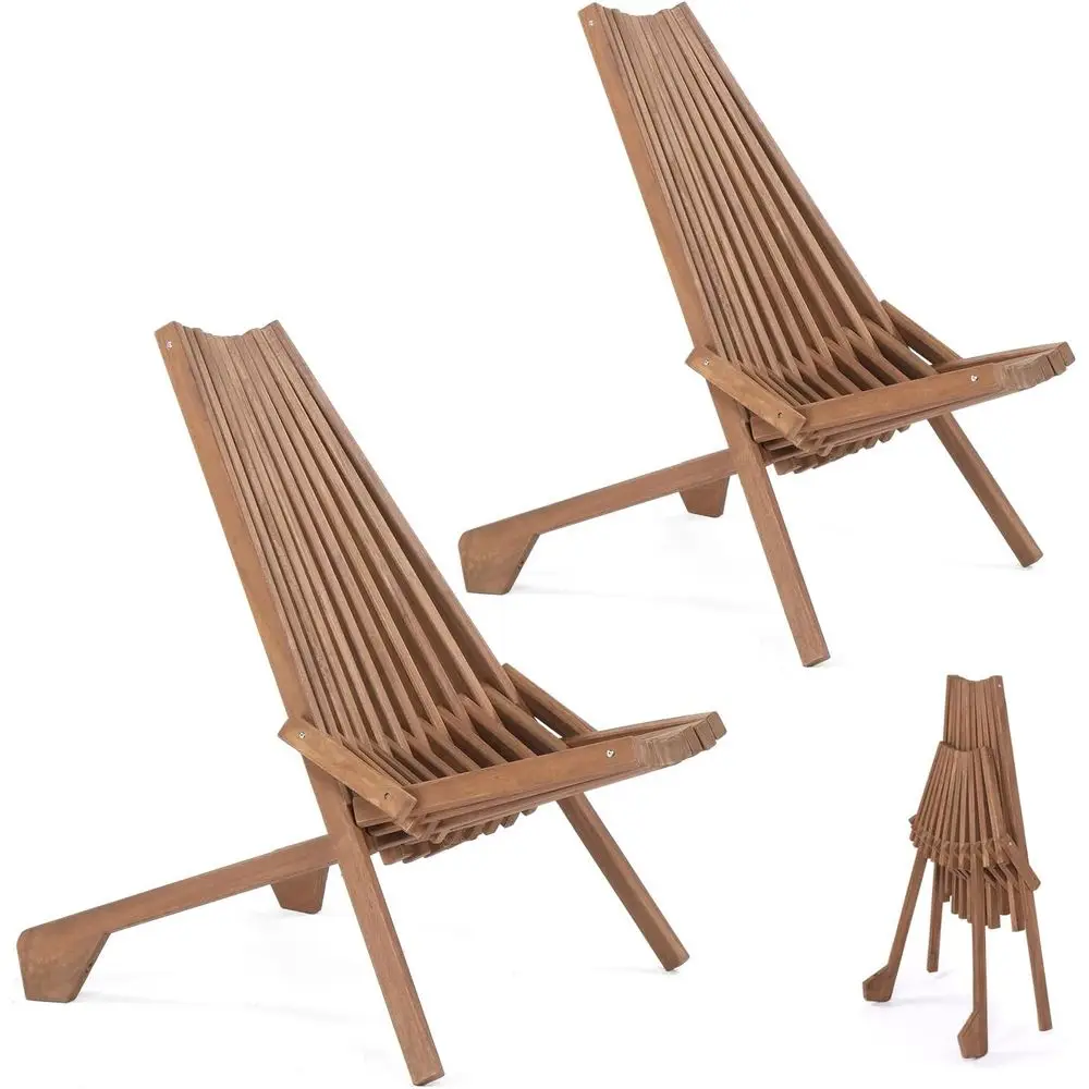 

Collapsible Patio Lounge Chair Set of 2, Ideal for Living Rooms, Balconies, and Gardens