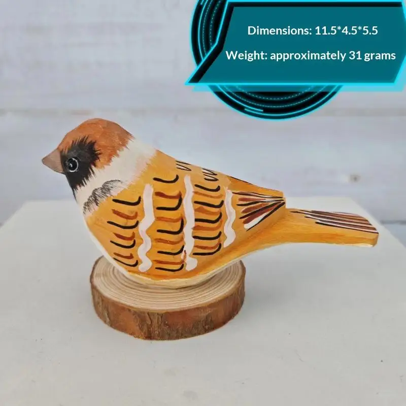 Hand Carved Wooden Bird Figurines Bright Hand Painted Colorful Look Natural Wood Base for Dining Table Decor Holiday Gift