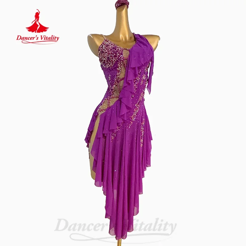 

Latin Dance Performance Costume Customized for Adult and Children Tango ChaCha Samba Competition Dresses Sexy Backless Dress