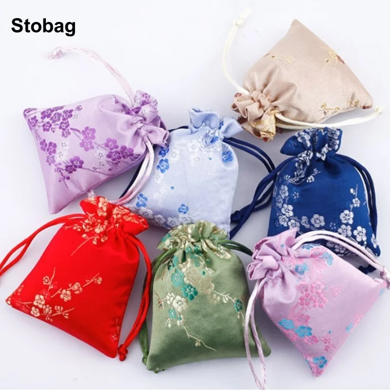 

StoBag 50pcs Wholesale Cotton Drawstring Bag Flowers Gift Jewelry Packaging Storage Bundle Pocket Reusable Pouches Portable