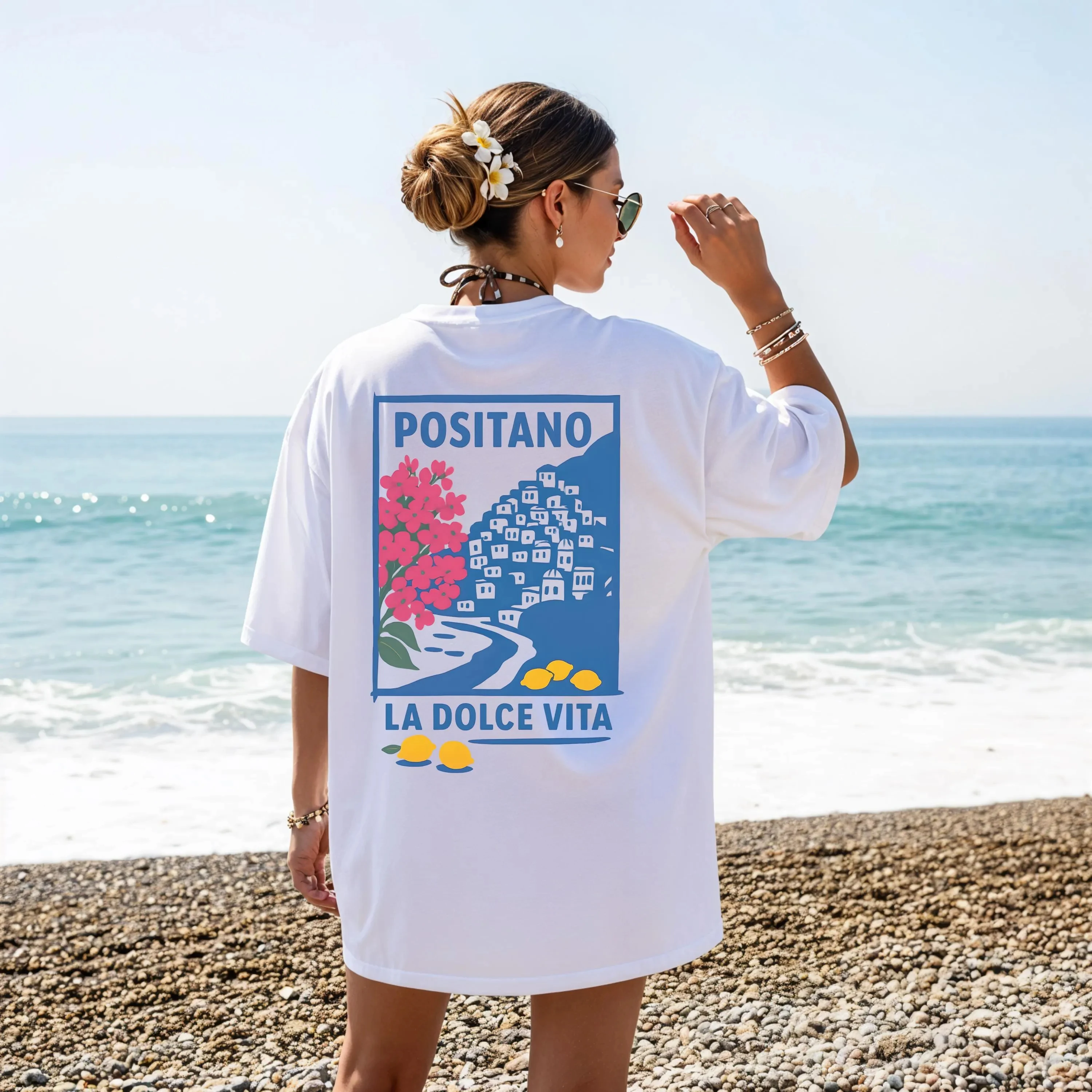 

Женская летняя футболка больших размеров с принтом «Лимоны Амальфи», Италия, хлопок, дышащая, стильная, универсальная, в уличном стиле, оверсайз