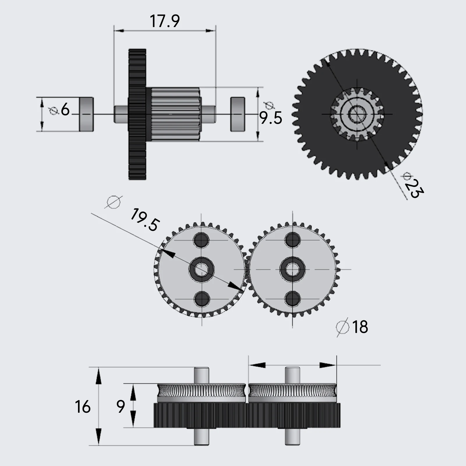 Hgx-lite-extrusora de engranajes de reducción de acero endurecido para impresora 3D, accesorios de Metal para CR-10/10S/Ender-3, serie V2