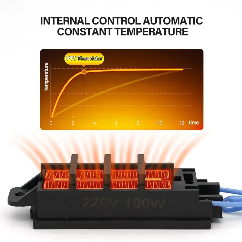 PTC Heating Element 12V 24V 48V 110V 220V Optional Constant Thermistor Air Heater For Incubator 3D Printer Car Etc Heating 54B2