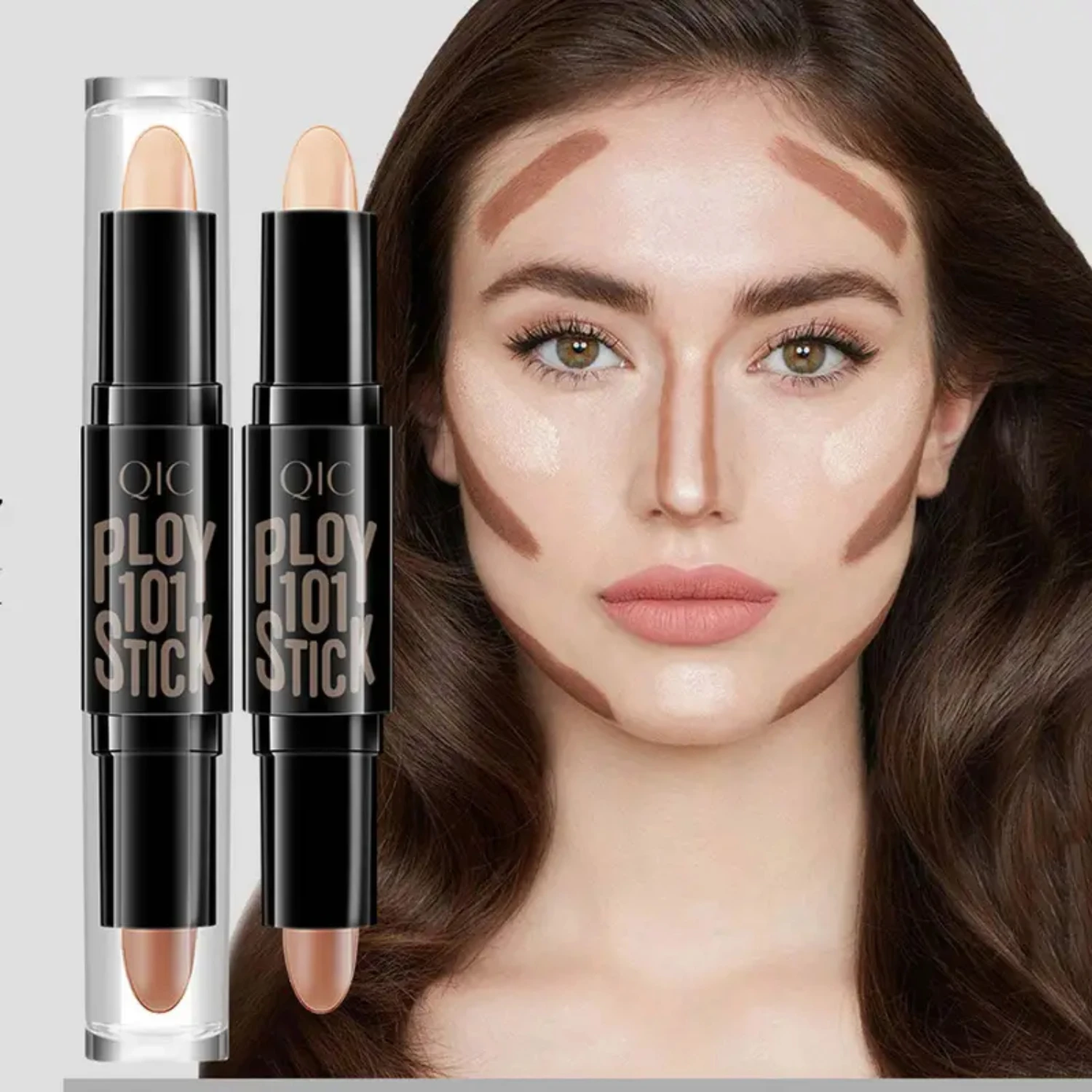 Creamy, Long Lasting, Professional Dual Ended Double Headed Concealer Highlighter Contour Stick for Brightening and Sculpting - 