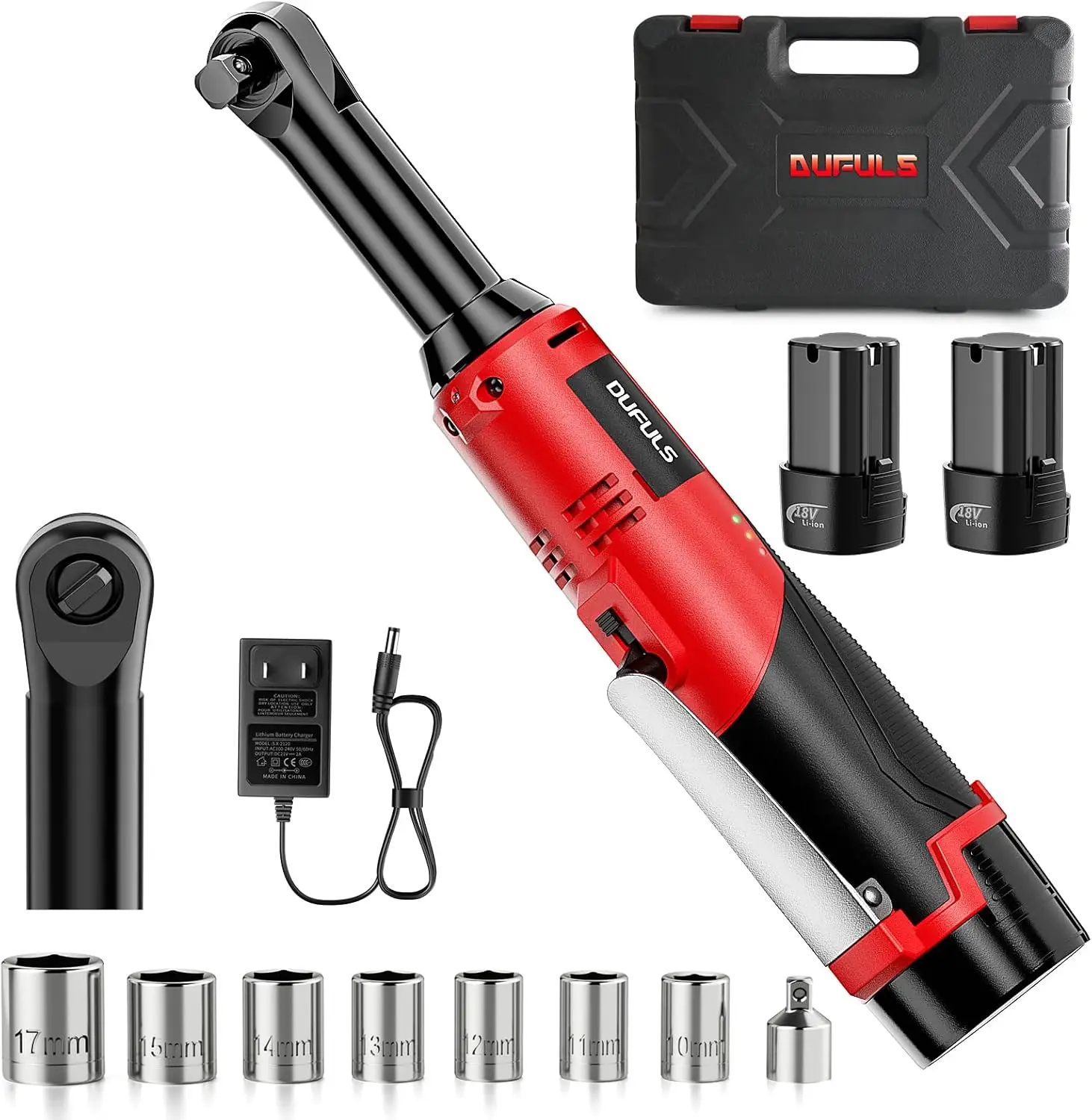 3/8' 18V 무선 라쳇 렌치, 550RPM, 40 Ft-Lbs, 4인치 전동 라쳇, 2x 2000mAh 배터리 및 충전기 포함, 8개 소켓 포함