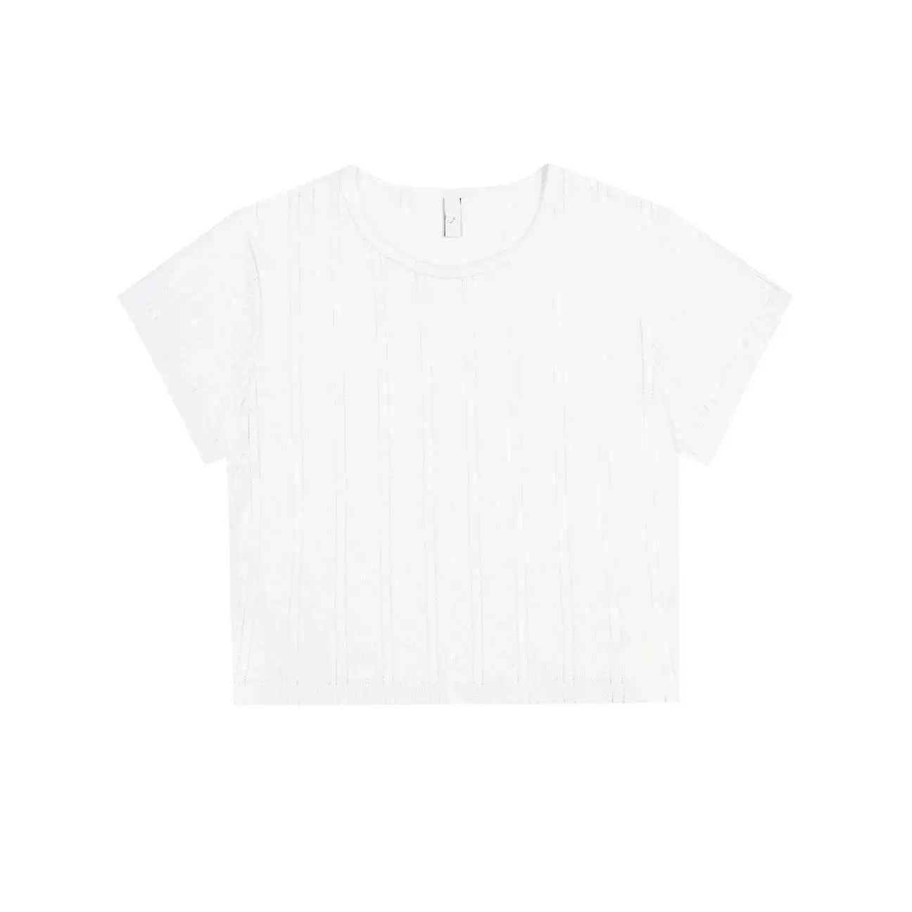 Cou Black Classic Floral Hollow-Out Slim-Fit Short Round-Neck T-Shirt, White Pure Cotton Material, Soft and Comfortable Round-Neck Top, Can Be Worn at Home or Outside, Short-Sleeved Top