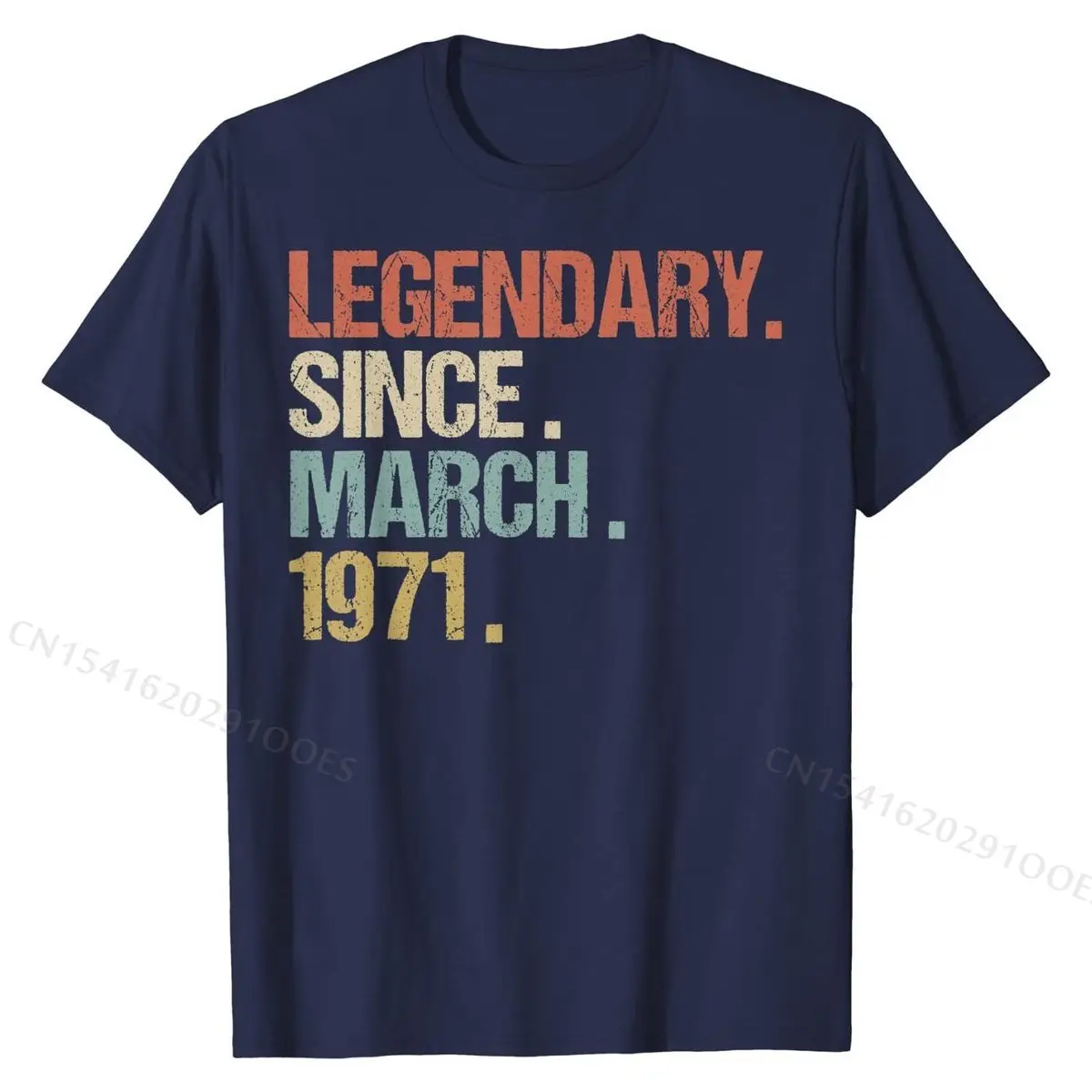 50th Birthday Gift Legendary Since March 1971 Shirt Retro T-Shirt Tees Discount Normal Cotton Man Top T-shirts Design