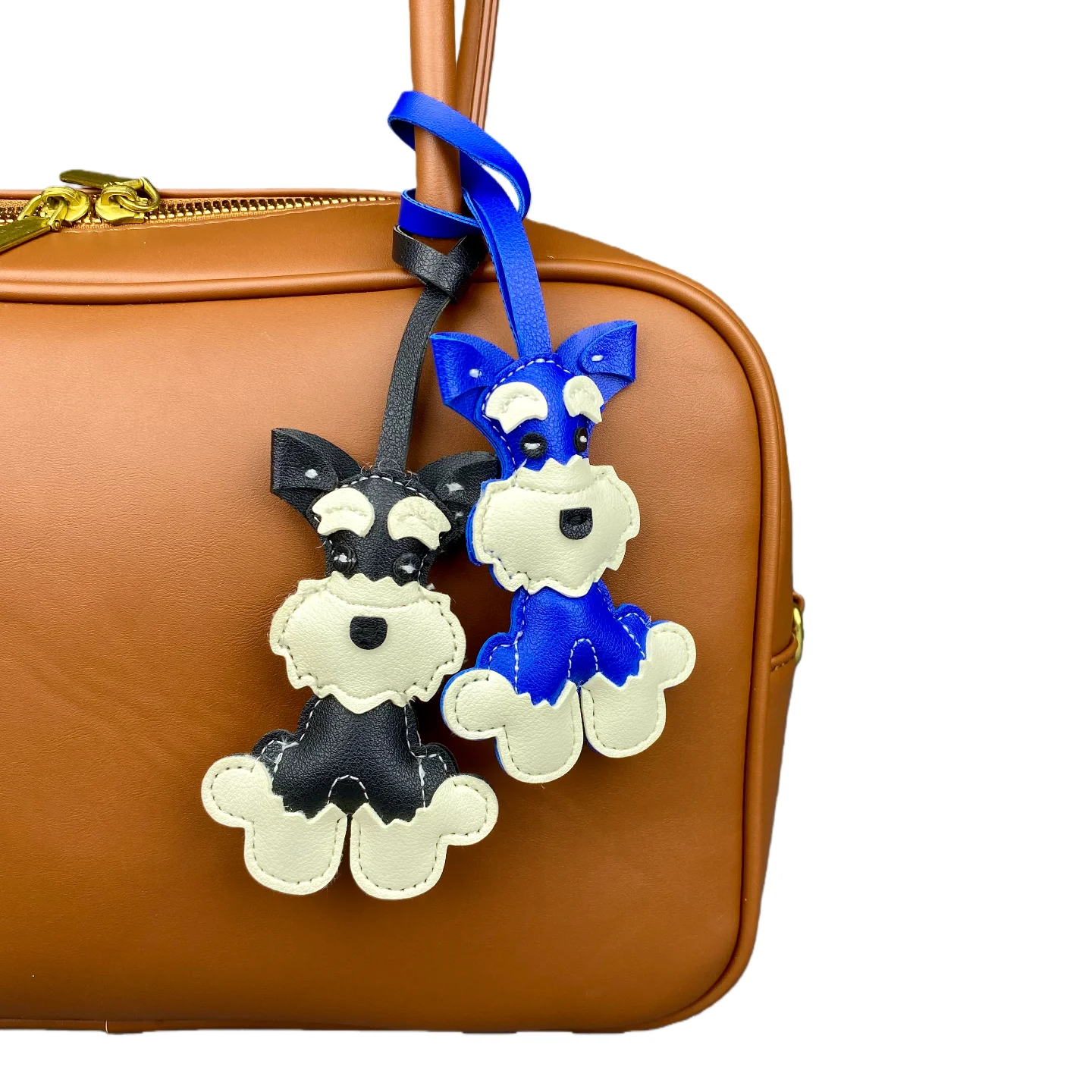 Schnauzer Dog PU Leather Bag Charm, 6 Colors Available, Cute Pet-shaped Puppy Keychain & Bag Accessory