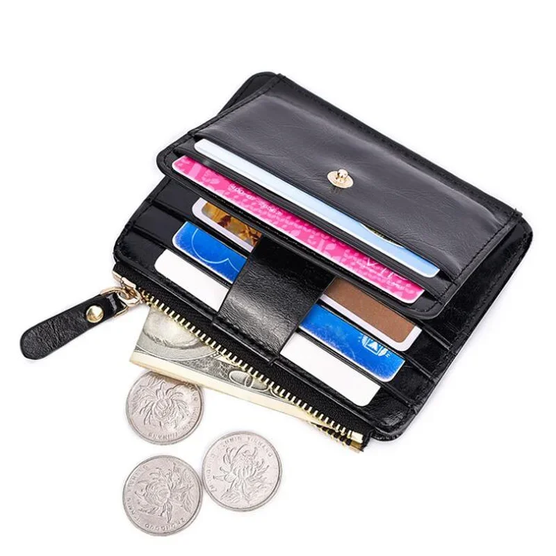 Fashion Small Men's Leather Wallet Zipper Coin Pocket Mini Purse Protection Credit Card Holder For Male