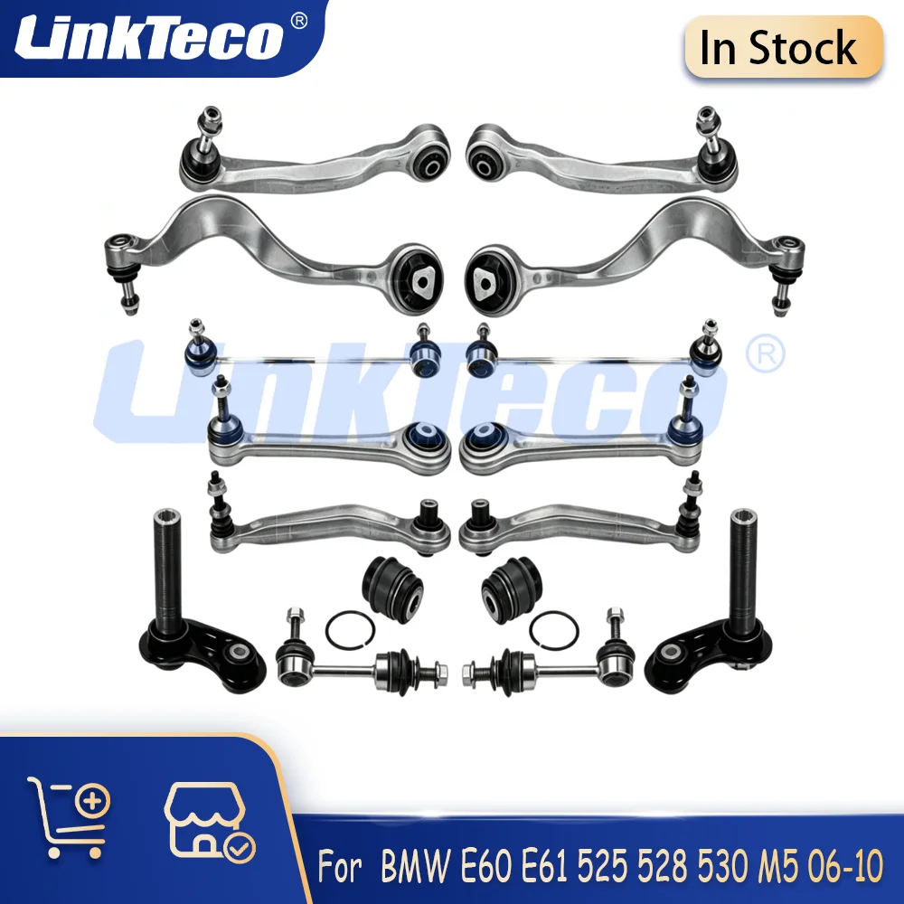 16 Pieces Front And Rear Suspension Control Arm And Steering Linkage Kit Fit 2.0 2.2 2.5 3.0 4.4 4.8 5.0 L For BMW E60 E61 06-10