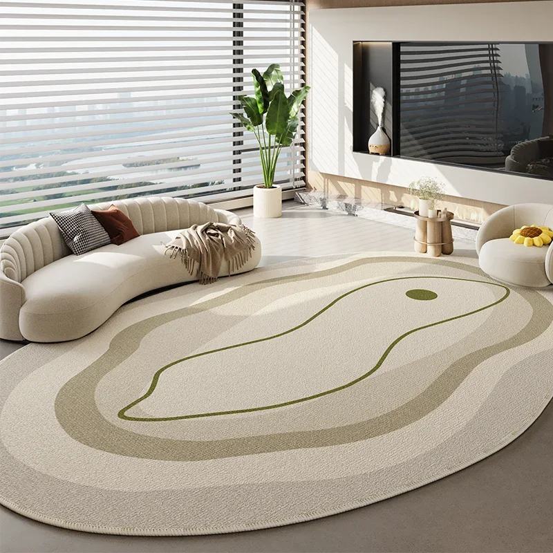 Oval Living Room Carpet Special-shape Simple Line Large Area Bedroom Rug Beige Home Decoration Sofa Coffee Table Mat Tapis Ковер