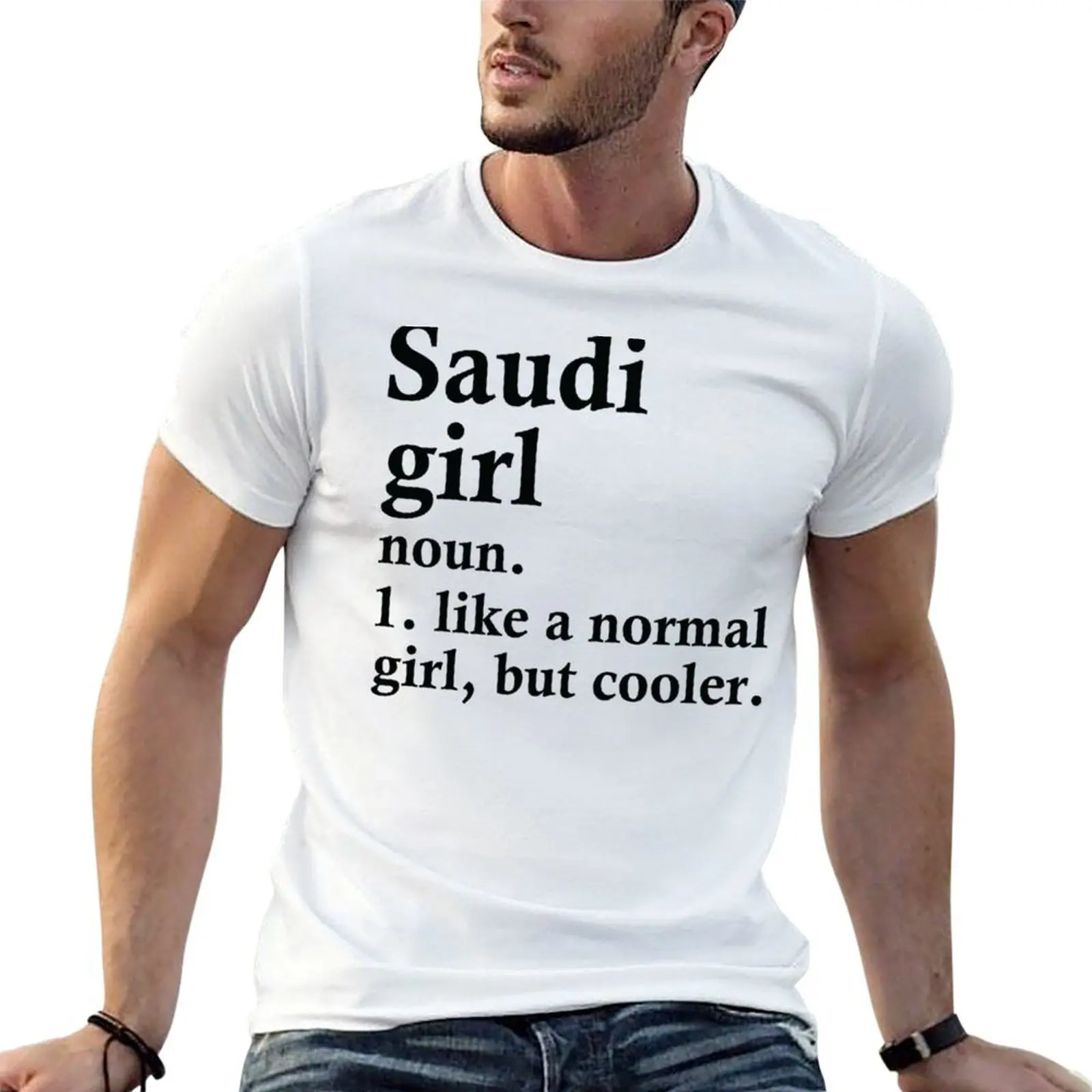 Saudi Girl Funny Saudi Arabia Family T-Shirt Basic Solid Color Casual Tee Shirt
