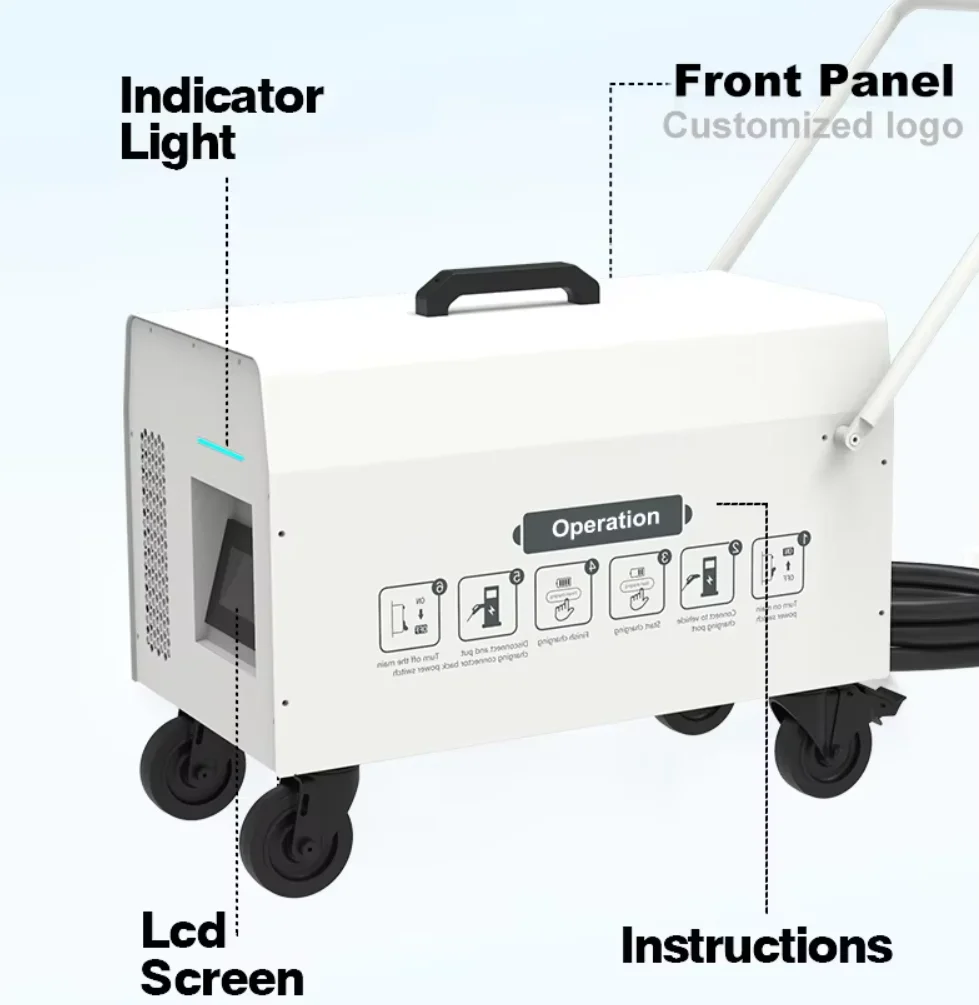High Power Portable EV Charger Station Power Bank 20KW 30KW 40KW  Portable Solar Power Station GB OCPP