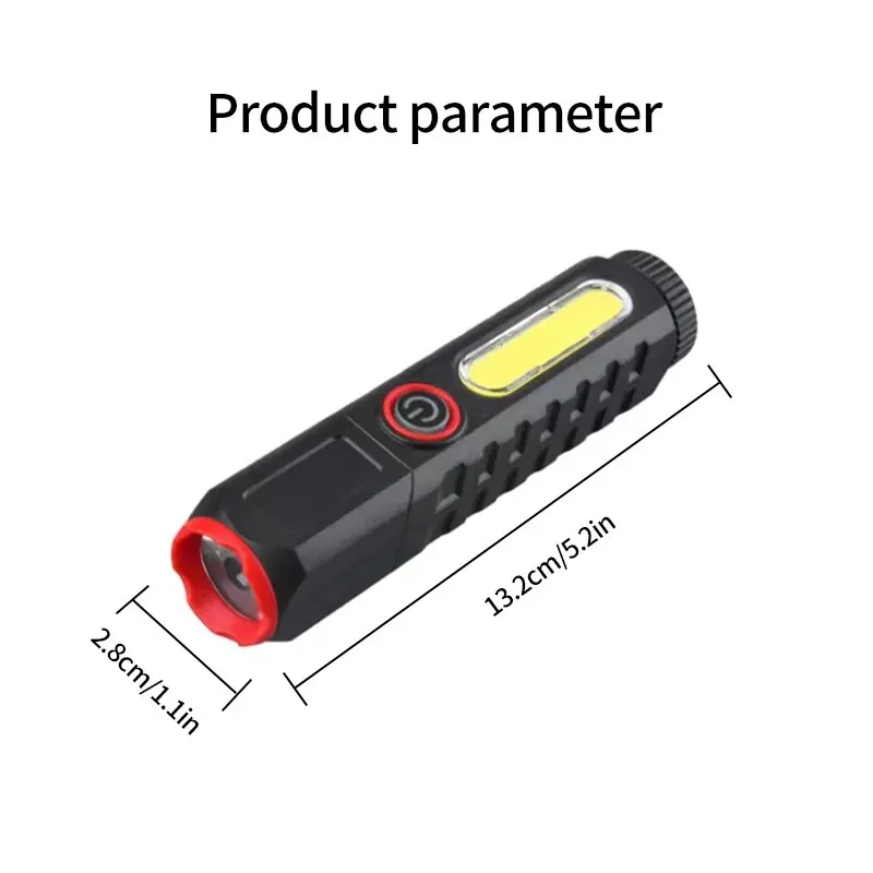 LED Flashlight Magnetic Design Camping Light Emergency Lights Pocket Flashlights Type-C Fishing Running Lights