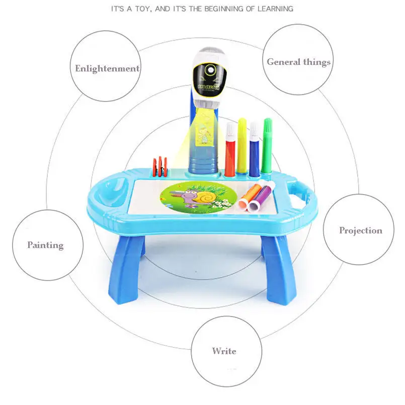 Proyector Led para niños, mesa de dibujo artístico, juguetes, tablero de pintura de escritorio, escritorio, artes y manualidades, proyección, juguete educativo de aprendizaje