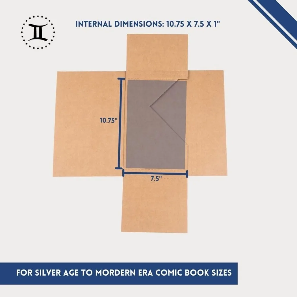 بريد الكتب الهزلية 10.75x7.5x1 بوصة - عبوة من 100 قطعة | سهل الطي، مسطح، مقاوم للسحق، بدون انحناء | صناديق الشحن ل #4