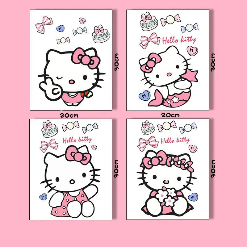 Kawaii Sanrio Creative Hellokitty Cute Bathroom Decorative Stickers Toilet Waterproof Luggage Refrigerator Sticker Waterproof