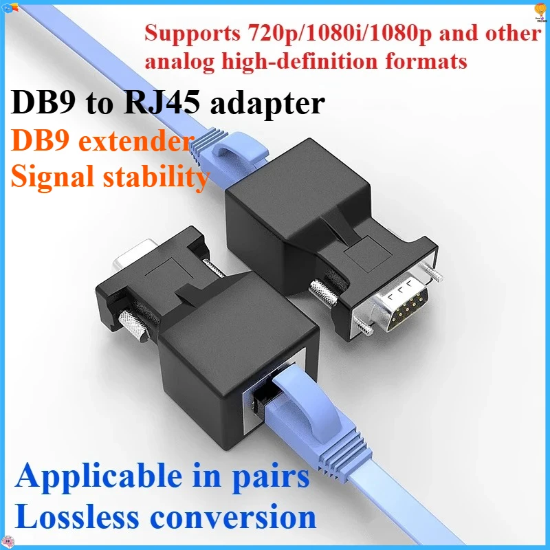 

2PCS/Lot DB9 RS232 Male/Female To RJ45 Female Adapter COM Port to LAN Ethernet Port Converter