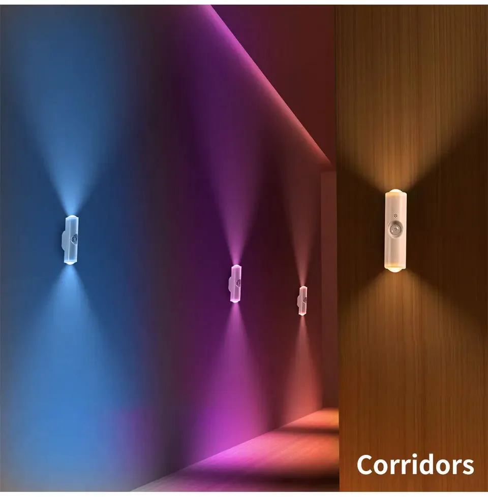 Motion Sensor Night Light 7 Color Change LED Wireless Wall Lamp Magnetic Rechargeable Spotlight For Bathroom Bedroom_maomaolike.com