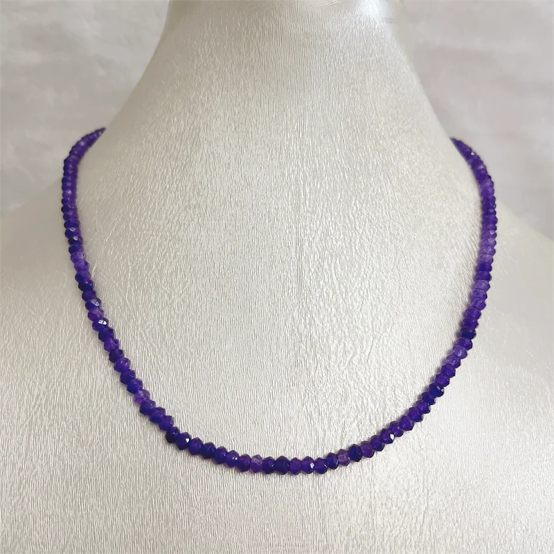 3*4MM Faceted Deep Purple Amethyst Necklace 1/3/6Strands Adjustable Multilayer Bead Chain Choker for Prom Gift