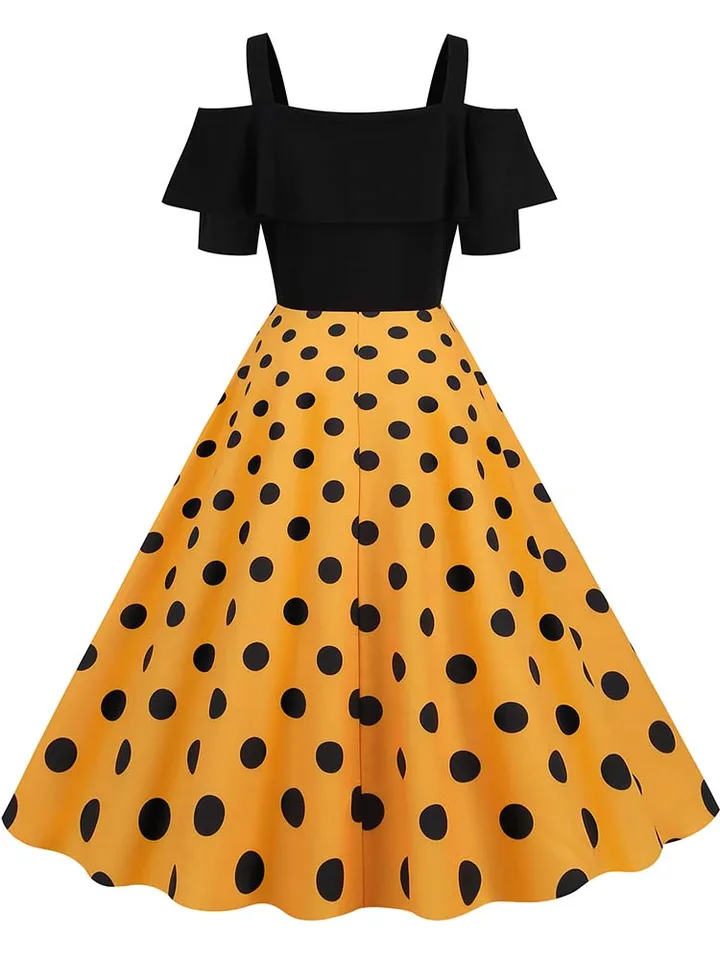 Elegant Off Shoulder Women Summer Dress Slash Neck Vintage Ladies Fit and  Flare Polka Dot Evening Party Sundress - AliExpress 200000345