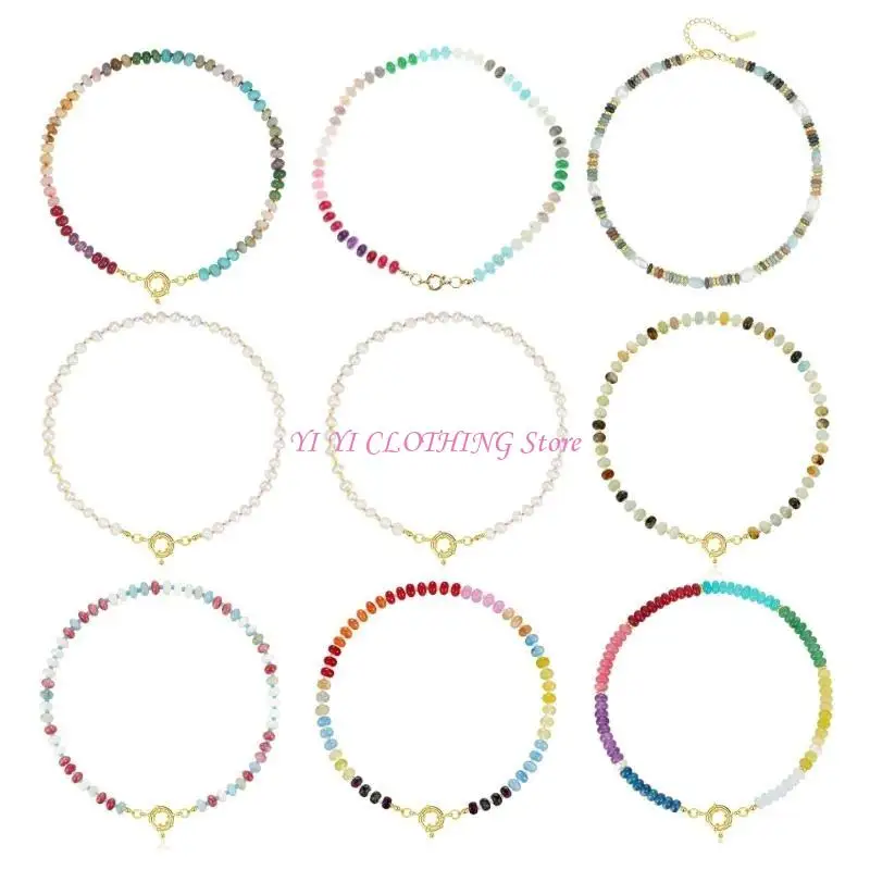 N5KF Colorful Bead Necklace Handmade Necklace Adjustable Necklace Fashion Neck Jewelry Charm Necklace Present for Women
