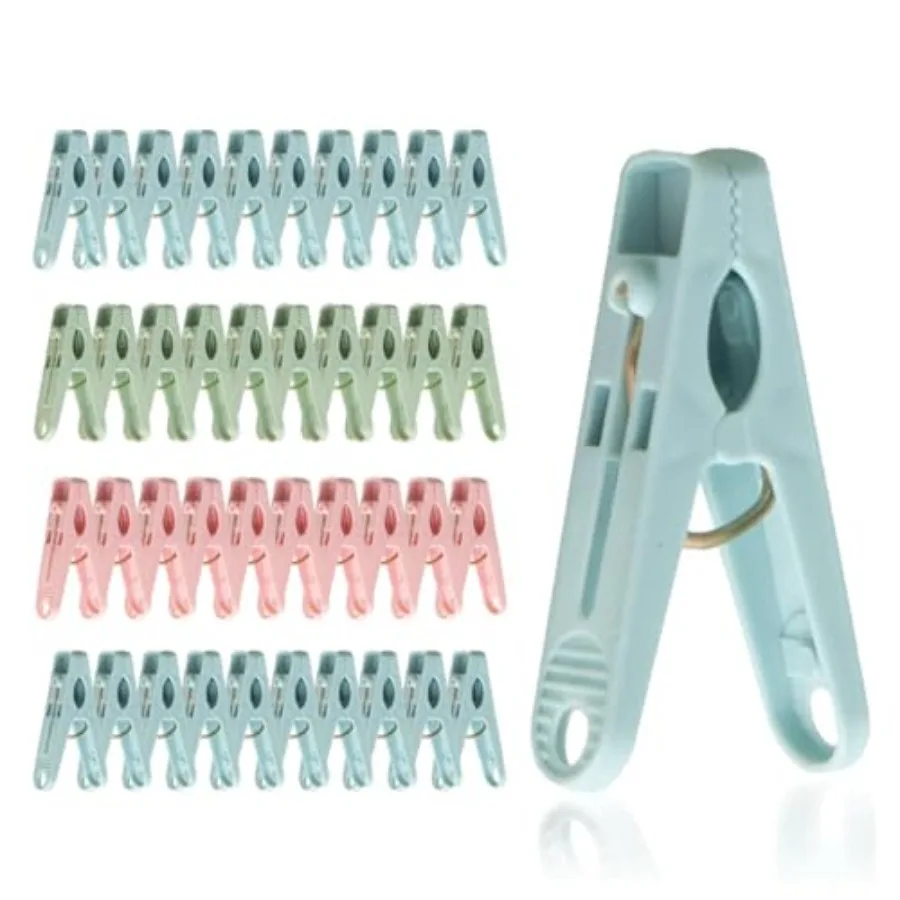 

Pack Multipurpose Clothes Pins - Durable Plastic Clothespins with Textured Inner Jaw and Reinforced Metal Spring, Vibrant Color