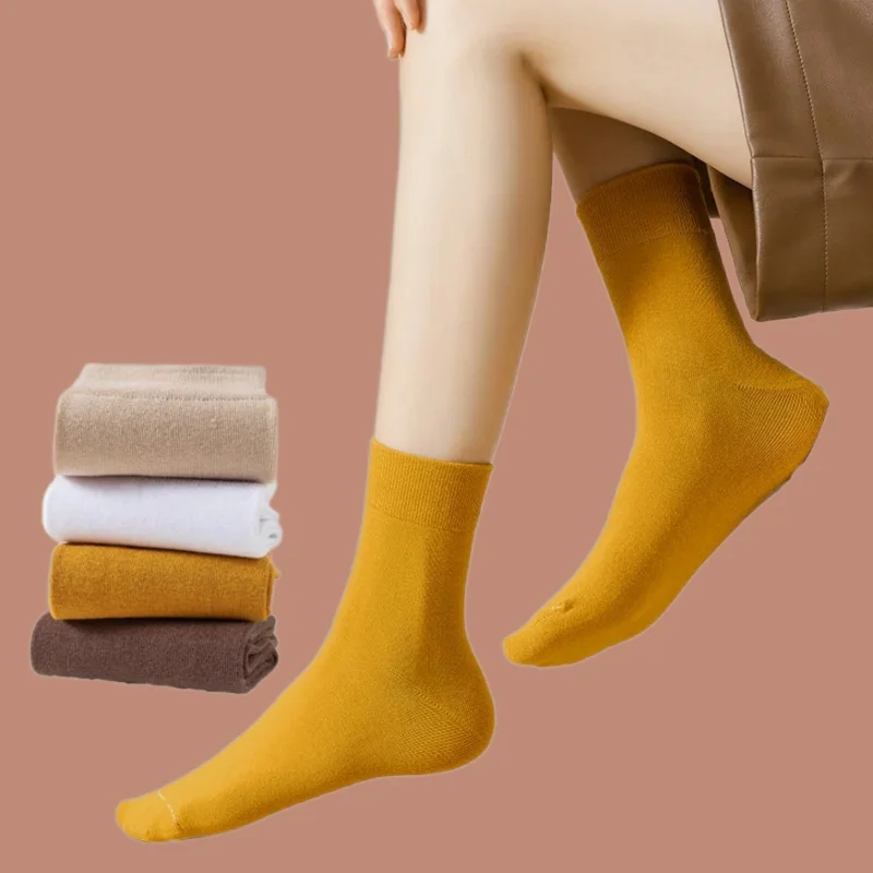 5/10 Pairs Striped Cotton Middle Tube Socks Solid Color All-match High Quality New Women's Socks Simple Vertical Mid Tube Socks