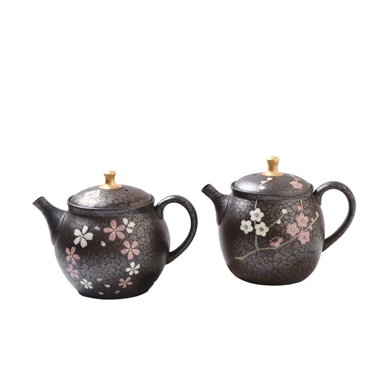 Japanese Regular Slippery Teapot Zhaolong Handmade Rear Hand Tianmu Gold Button Hastur Pot