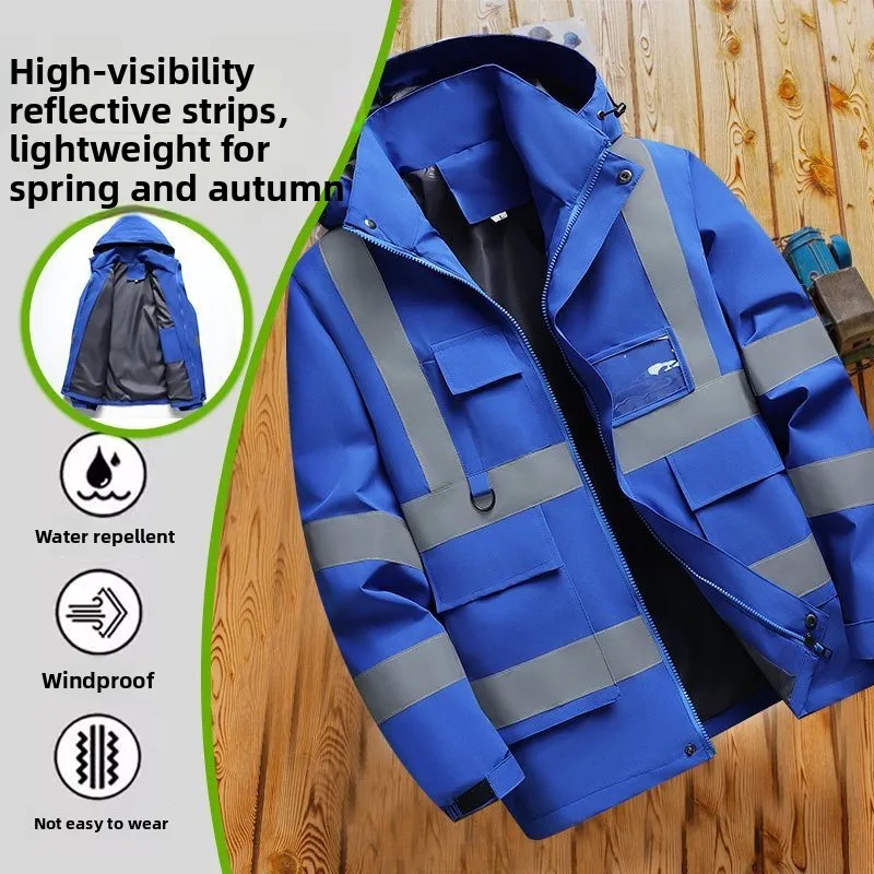 orean Style Slim Fit Jacket, Lightweight Reflective Hooded Coat, Men's Custom Logo