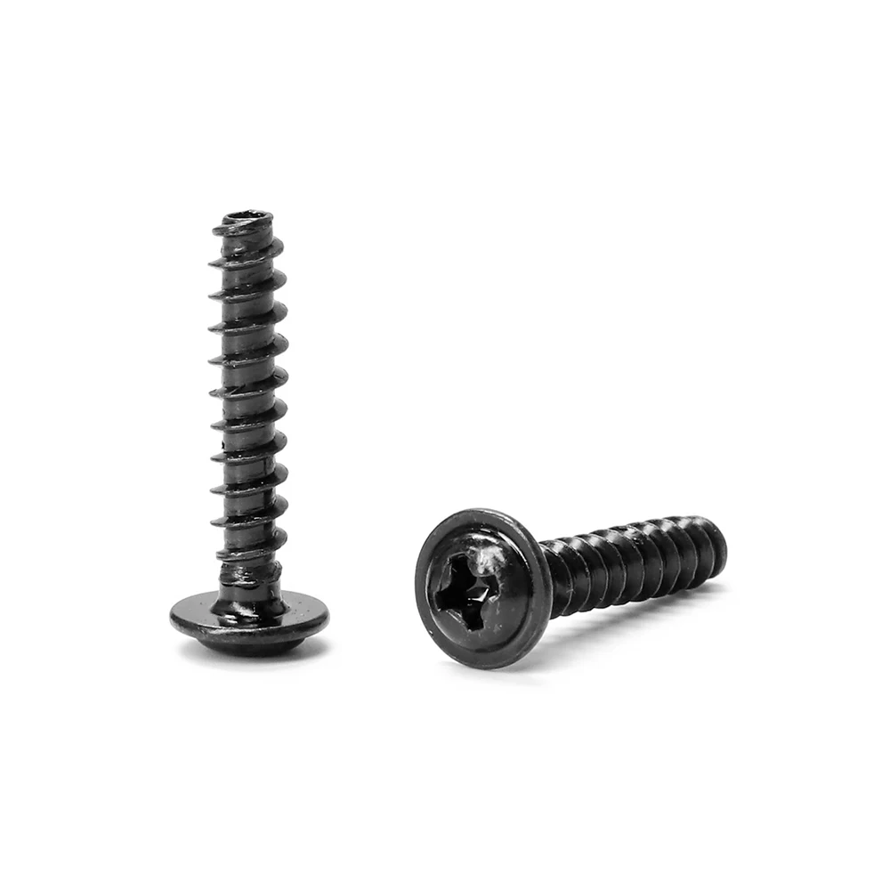 JUIDINTO 100pcs Phillips Round Head With Washer Self-tapping Screws M1.4 M1.7 M2 M2.3 M2.6 M3 M4 Carbon Steel Cross PWB Screw