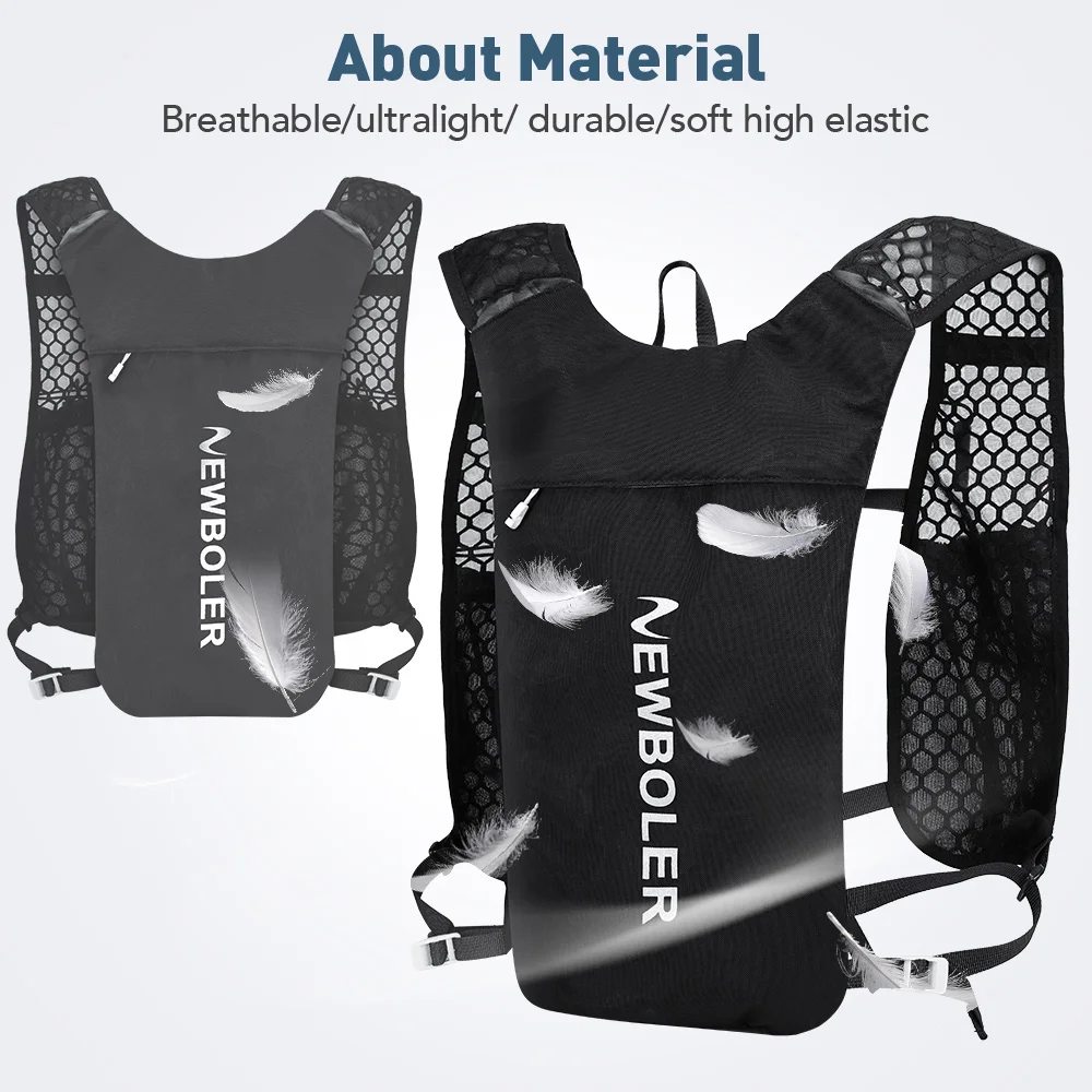 NEWBOLER Atmungsaktive Trinkweste, Trailrunning-Rucksäcke, leicht, Radfahren, Laufen, Joggen, Marathon-Rucksack, Reiten, Klettern – Detail 6