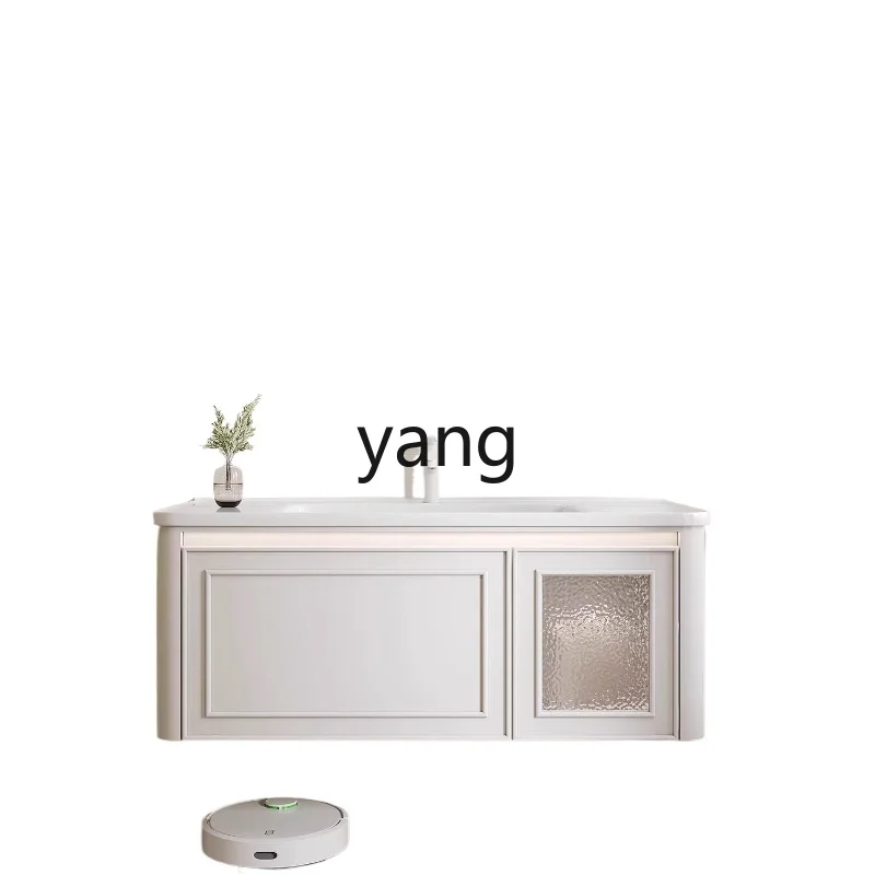 LH  oak paint bathroom cabinet combination arc integrated wash basin smart mirror cabinet washbasin