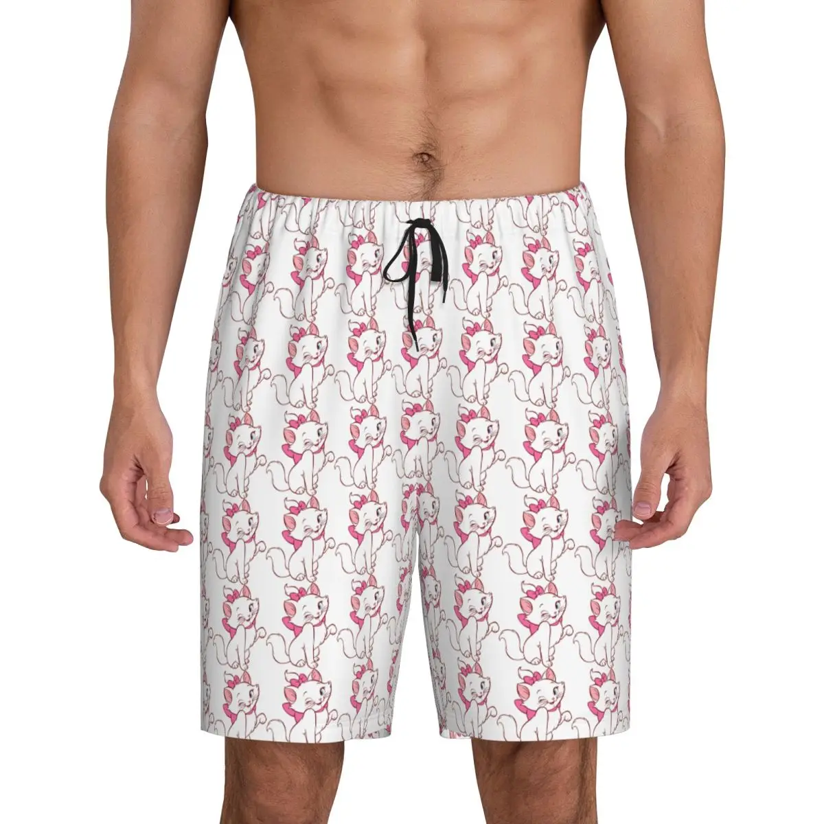 

Custom Cartoon Aristocats Animation Marie Cat Pajama Bottoms Men's Lounge Sleep Shorts Stretch Sleepwear Pjs with Pockets