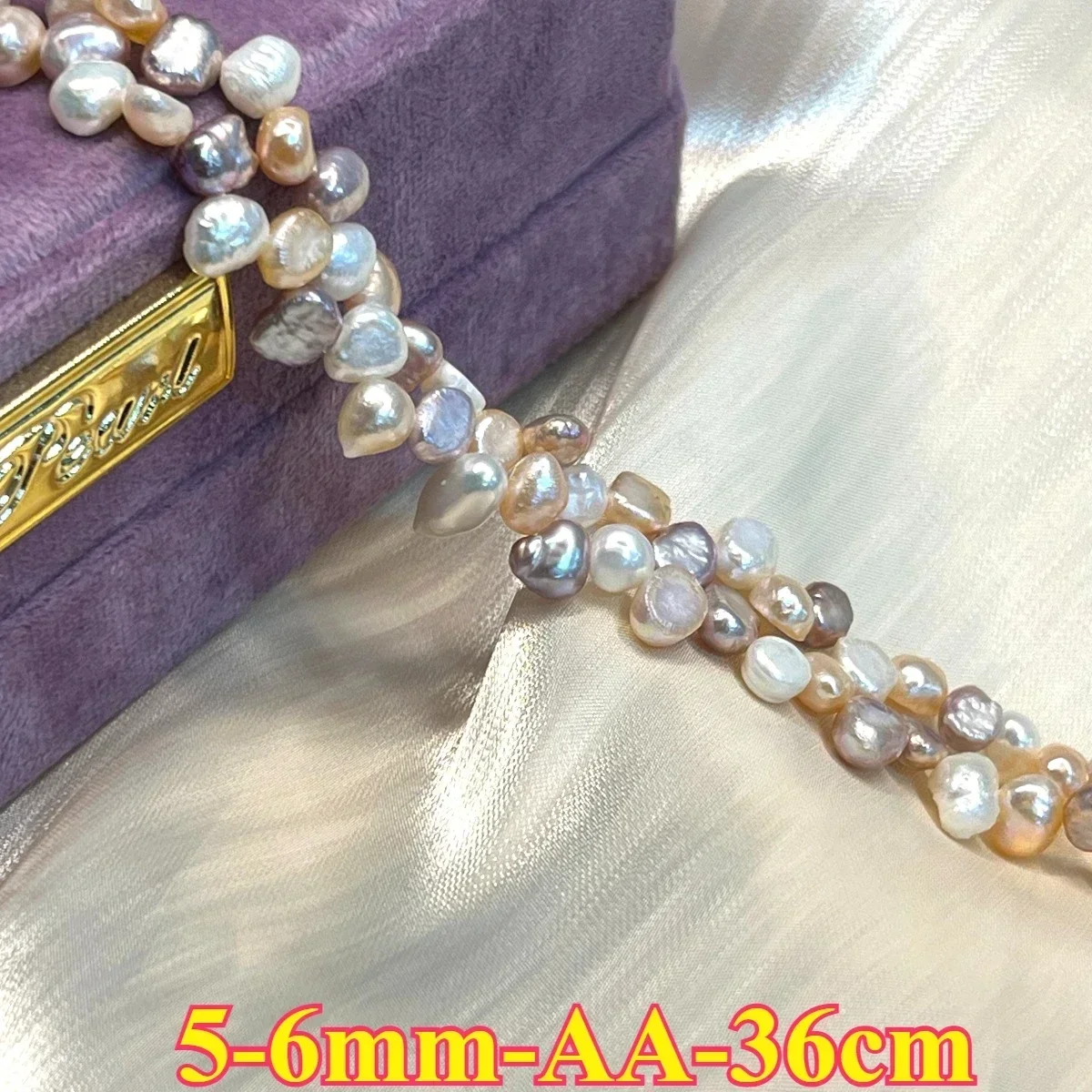

5-6mm AA Iridescent Natural Freshwater Mixed Color Irregular Orange Purple Pearl Bead Jewelry Make DIY Necklace Bracelet Women