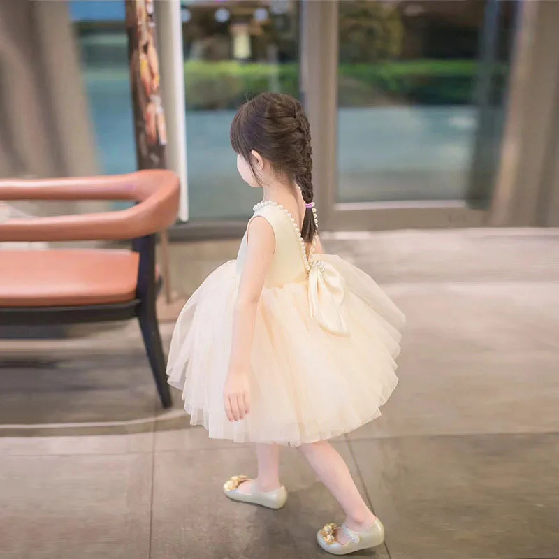 Children's First Birthday Dress2025Spring New Cute Birthday Party Baby Show Puffy Dress Birthday Princess Dress Gown