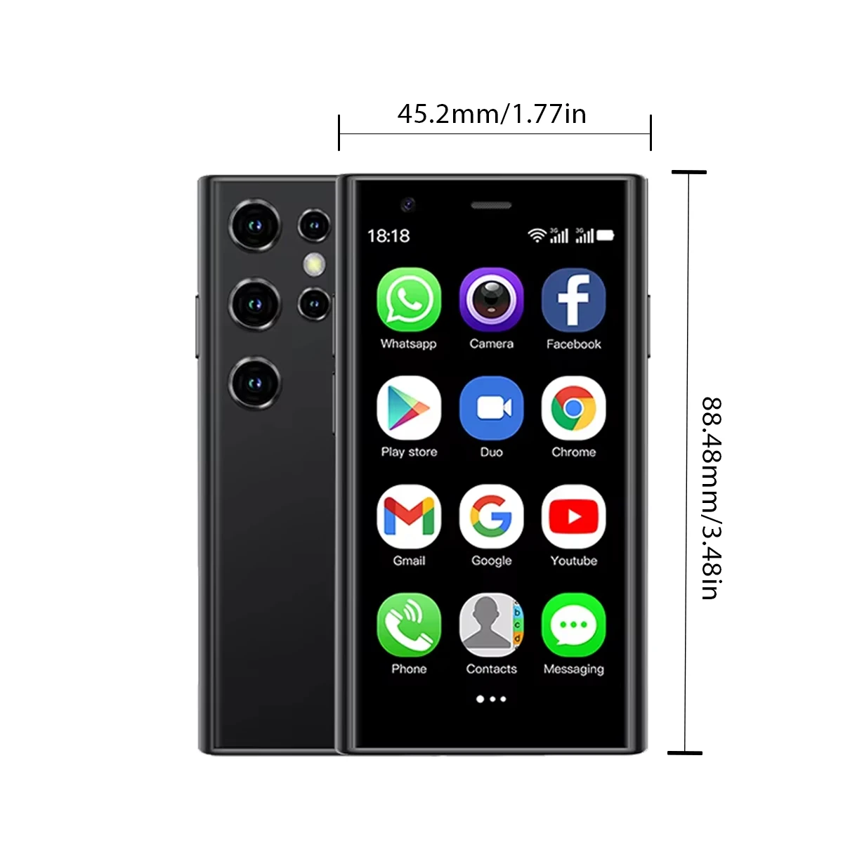 ​ONEMYTH S23 Pro Mini Smartphone - 3.0" HD Display, Dual Camera, Dual SIM 3G , Android 8.1 OS + Google Play Store, 2+16GB