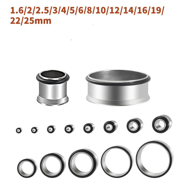 2 قطعة ASTM F-136 التيتانيوم الأذن مقياس المتوسع ثقب واحد متوهج الأذن اللحم نفق التوصيل مجوهرات مع المطاط للنساء الرجال